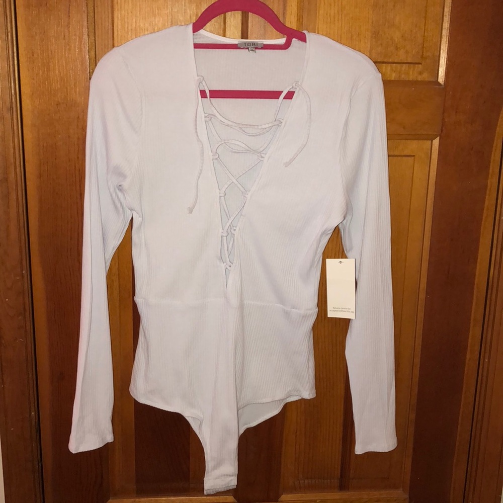 NWT Tobi ribbed lace up body suit